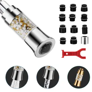 SUPAFA Metal Pull Down Spray Head for Kitchen Faucet with Filter - Water Filter for Sink Faucet Head Replacement - 2 Function Spray Nozzle - 12 Adapters - Anti-clogging Design