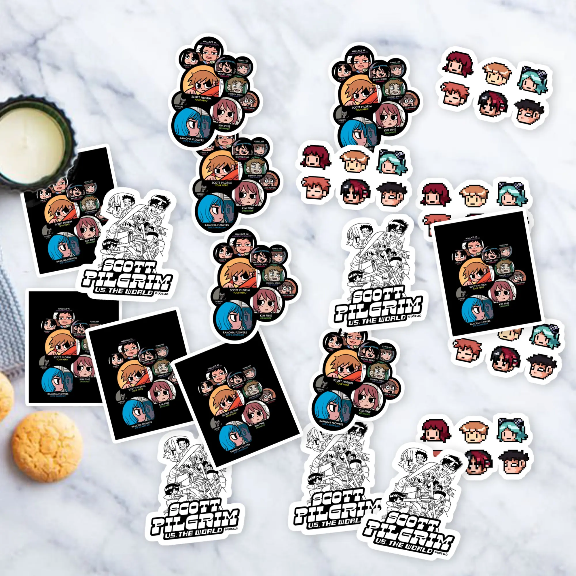 Stickers Pack 20 Pcs Scott Waterproof Pilgrim Guitar Colorful Aesthetic Characters Car Bike Luggage Water Vinyl Skateboard Bottle Laptop Bumper