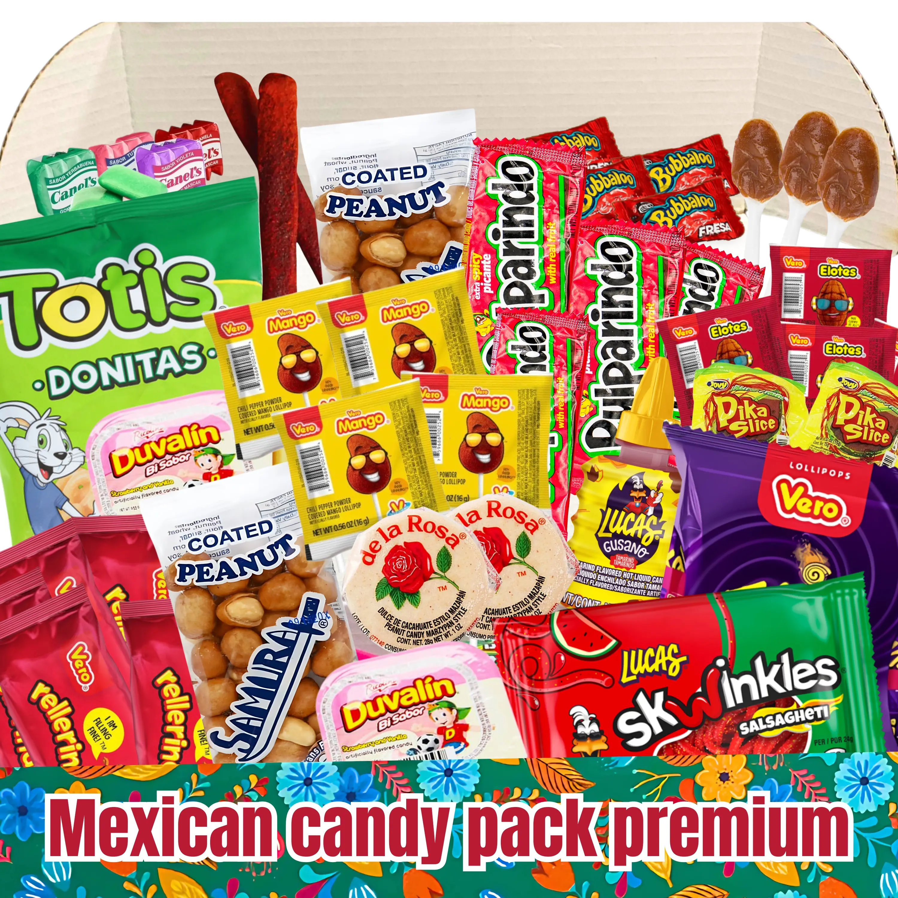 Mexican Candy Variety Mix Box - Dulces Mexicanos, Mazapan, Pulparindo Bite, Lucas - Mexican Product, Food and Snacks, Snacks, Flavor Mix Box Gift Set