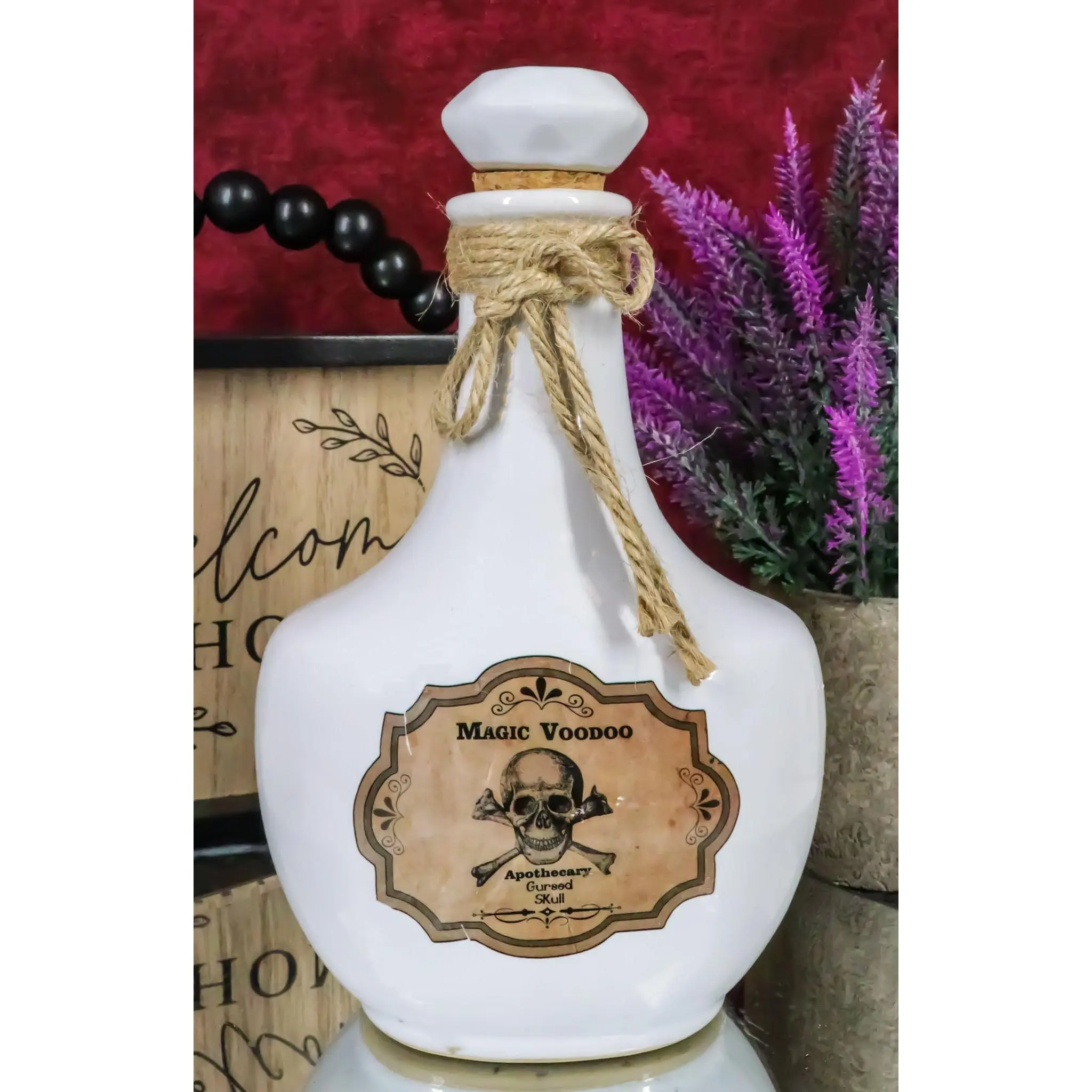 Ceramic Magic Voodoo Apothecary Cursed Skull Witch Poison Prop Potion Bottle