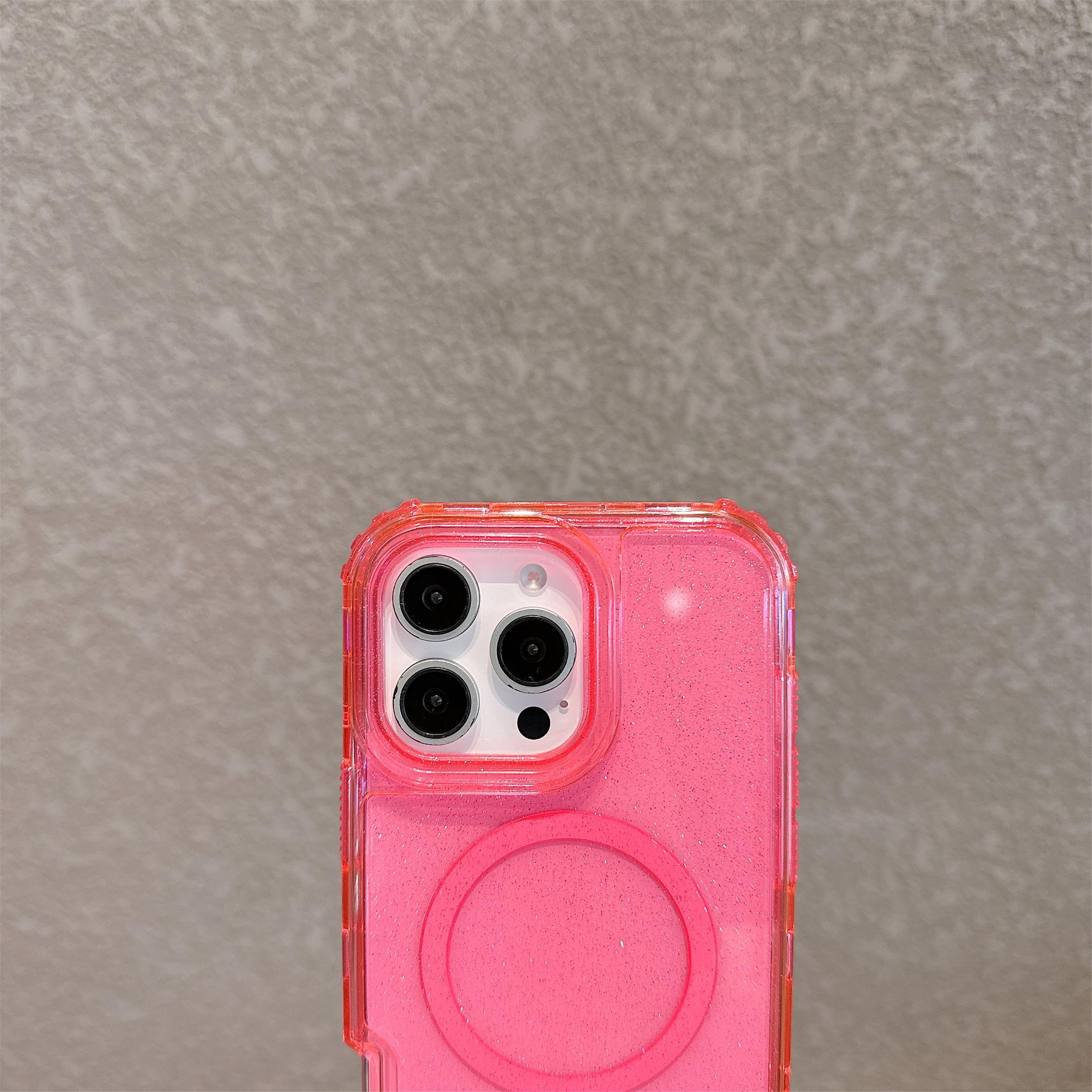 Transparent Phone Case for iPhone 17 16 15 14 13 12 Pro Max Plus Anti-Drop Glitter MagSafe Shockproof Protective Cellphone Cover Protection Casing