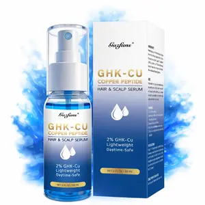 Guzfans GHK-Cu Copper Peptide Serum — Copper Peptide Hair & Scalp Serum for Collagen Boosting and Deep Hydration — Topical GHK-Cu with Sodium Hyaluronate, Caffeine, and a Rosemary & Peppermint Blend for Thicker, Fuller-Looking Hair-60 mL