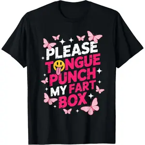 Inappropriate Please Tongue Punch Funny Cringe T-Shirt