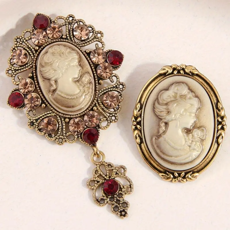 Vintage Hollow Out Design Brooch (2pcs), Sparkling Brooch, Luxurious Palace Style Rhinestone Decorated Brooch, French Pin, Fashion Accessories for Women & Girls, Trendy All-match & Exquisite Brooches for Birthday Gift, Elegant Brooch