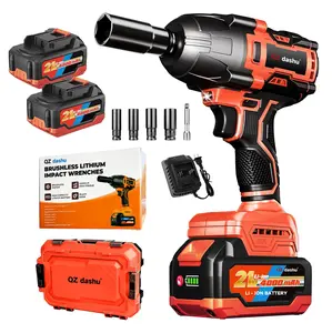 QZDASHU Cordless Impact Wrench 1200N.m 1/2" Brushless 21V High Torque Power Driver with 2x 4.0Ah Batteries LED Light for Car Pickup Truck Mower