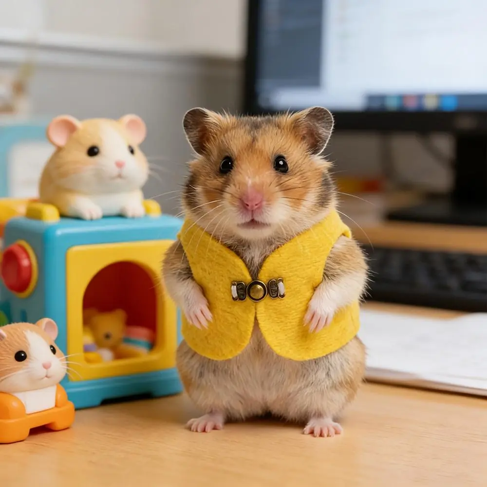 Golden Syrian Hamster Synthetic Vest, Snap-On 1-Size Small Pet Warm Outdoor Wear