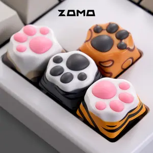 ZOMO Multi-Color ABS & Silicone Kitty Paw Artisan Keycap Cute Realistic Cat Paw Pad Personalized Keycaps for Mechanical Keyboard