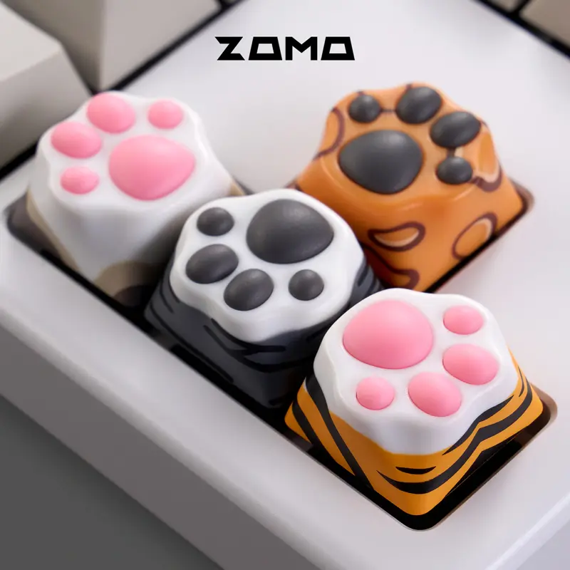 ZOMO Multi-Color ABS & Silicone Kitty Paw Artisan Keycap Cute Realistic Cat Paw Pad Personalized Keycaps for Mechanical Keyboard