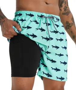 APTRO Men's Quick Dry 2 in 1 Swim Trunks with Compression Liner UPF50+ 4-way Stretch Board Shorts for Swimming Beach Sports