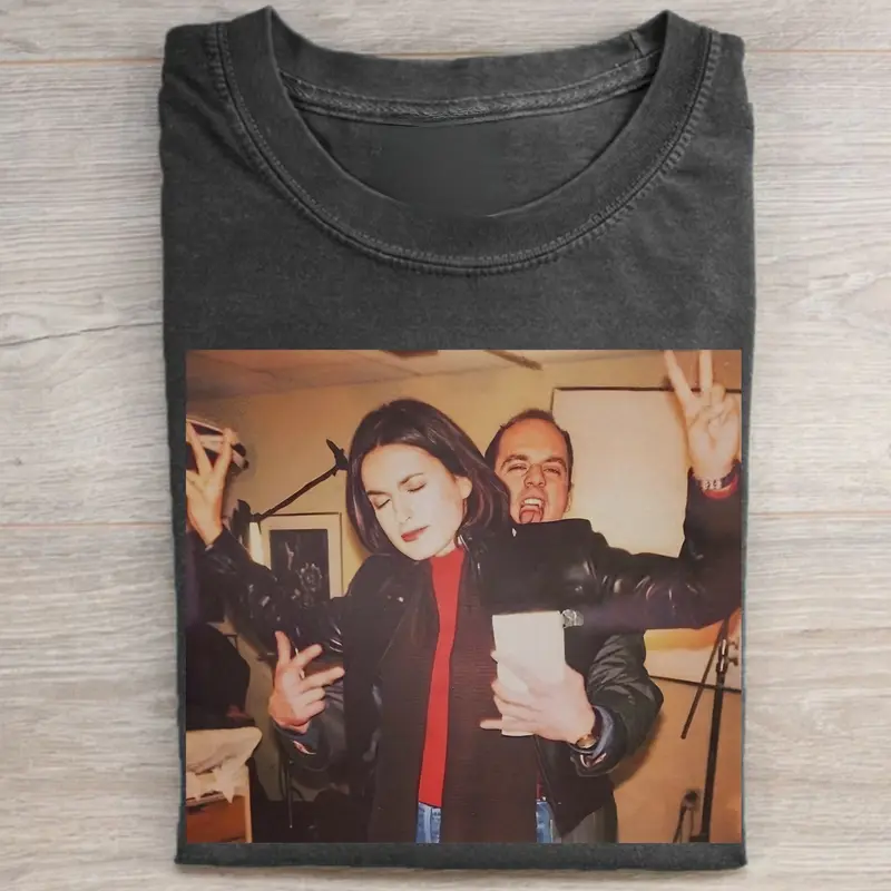 Men's Fitted Cotton T-Shirt - Lightweight, 90s Retro Vibe, Law & Order SVU Iconic Duo Graphic Print, Round Neck, Cute Funny Graphic Tees for 90s TV Show Fans