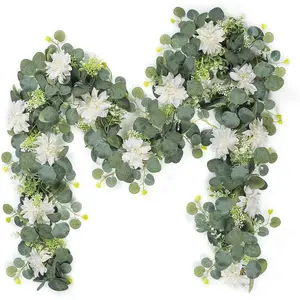 Flowers Dahlia Flower Vines Hanging Floral Garland for Wedding Arch Bedroom Home Wall Backdrop Room Decor