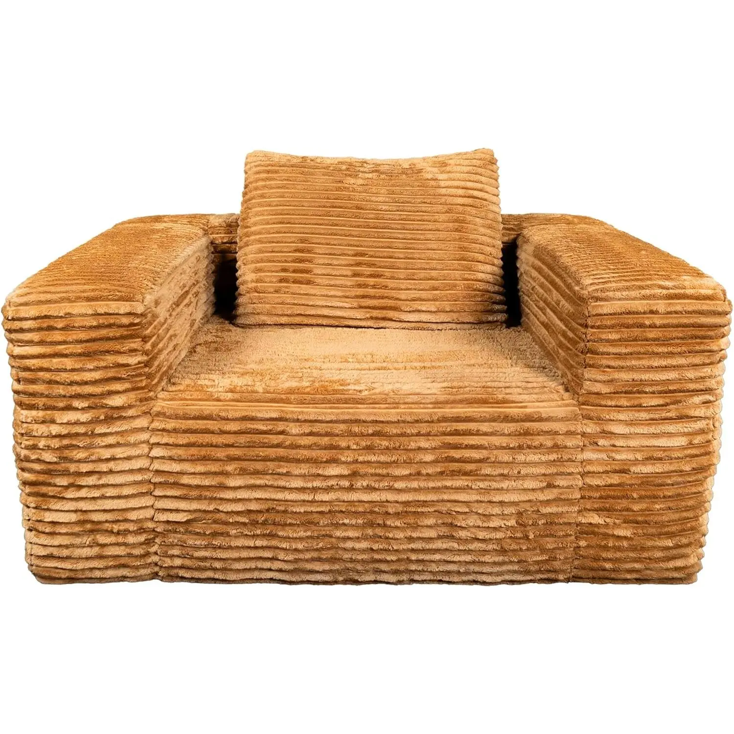 Single Seat Corduroy Beanbag Sofa - Modern Sofas Couches, Sturdy Ergonomic Curved Back Mini Design, Plush Textured Fabric, High-Density Foam Core, Compact Size, 440lb Weight Support, Couch for Bedroom, Office Cozy Corners