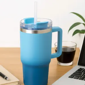 40oz Tumbler in Blue - Cool & Hot Drink Container with Straw and Handle for Everyday Use