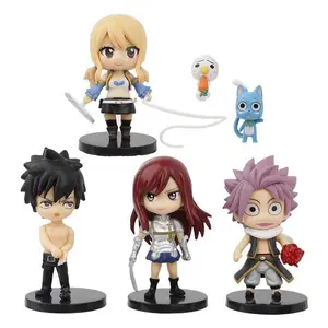 5Pcs/1Set Anime FAIRY TAIL Figure Etherious Lucy Heartfilia Model toys Erza Scarlet Gray Fullbuster Set Collection Doll Gift