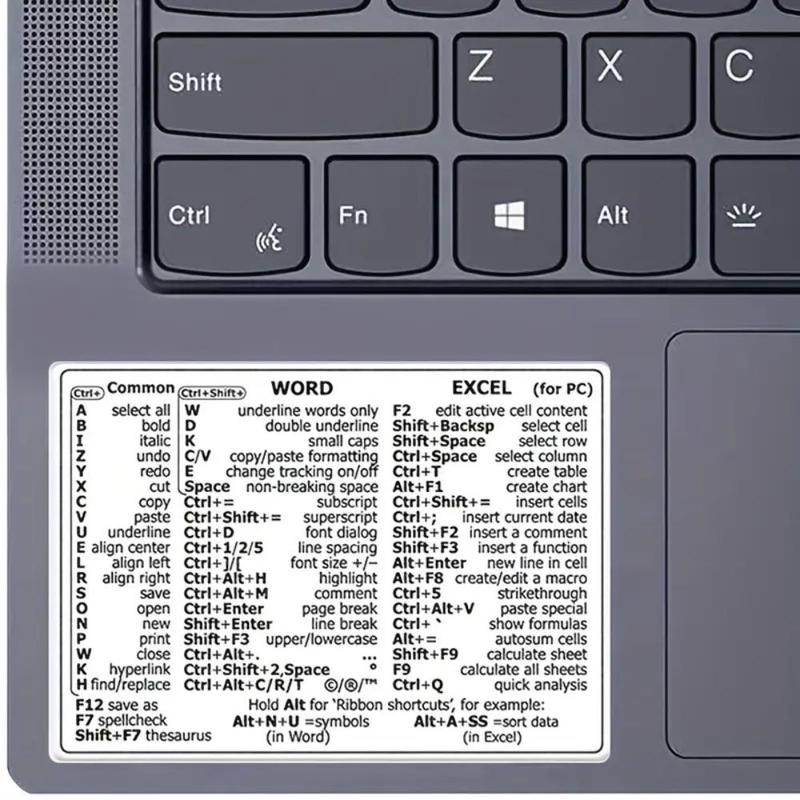 Word & Excel Shortcut Sticker for Fall, Laptop Keyboard Decal for ...