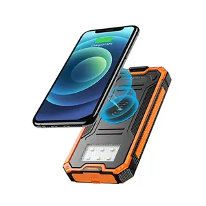 RETMSR 20000mAh Solar Magnetic Power Bank - Portable Chargeable Phone Accessory, Fast-Charging Portable Charger with Dual USB Ports, Built-in LED Lamp, Compatible with All Mobile Devices, Ideal for Outdoor Camping, Off-Grid Emergencies