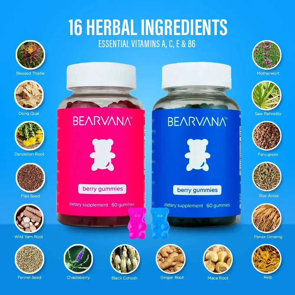 BEARVANA All-In-One Women's Wellness Gummies Combo Pack | 16 Herbal Ingredients + Vitamins A, C, E & B6 | The Daily Gummies Worth the Hype  | Berry Flavor | One Monthy Supply | 120 Gummies