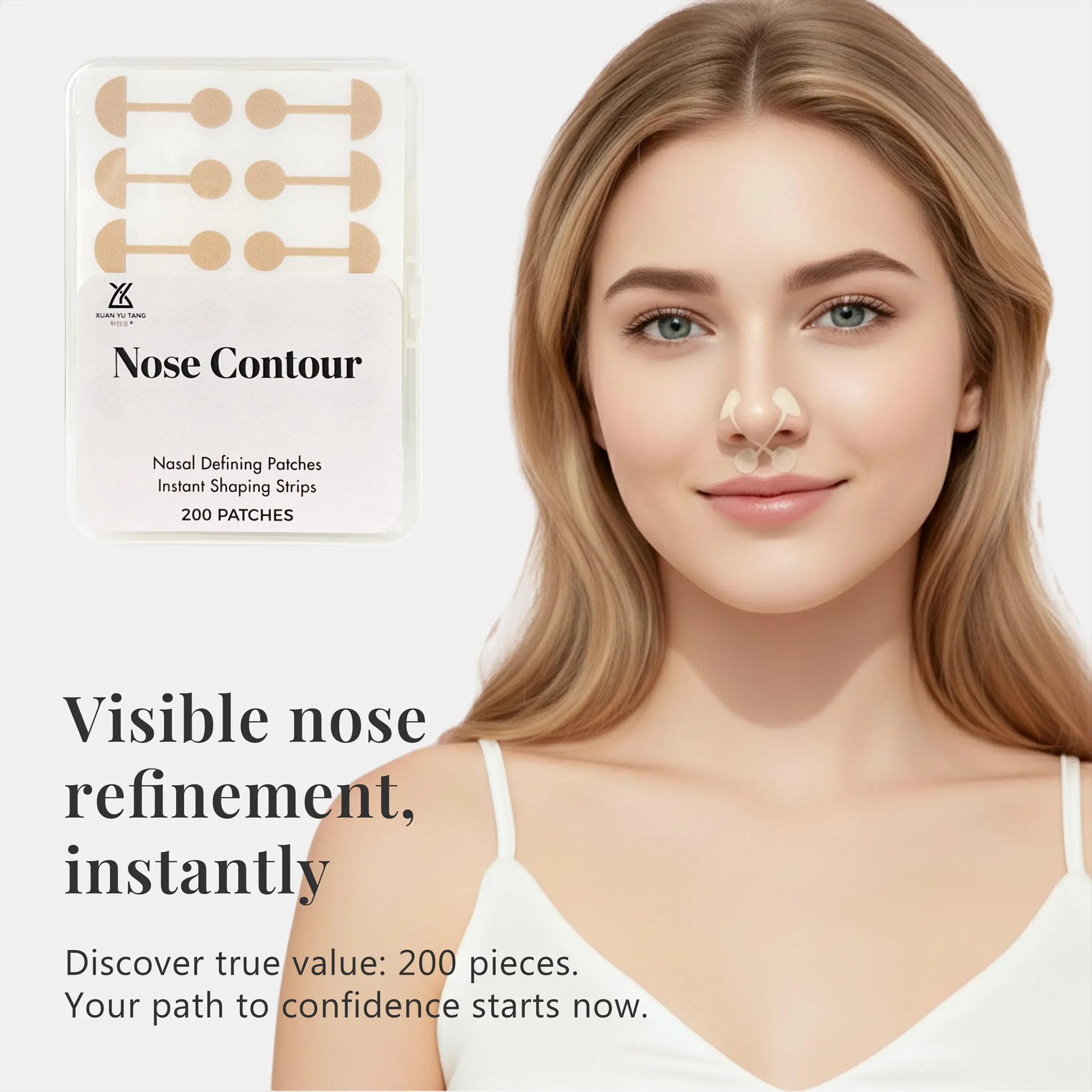 200 Pcs Nose Tape Kit-Soft Nose Bridge Corrector, Correction, invisible Nose Straightener & Lifting Patch, Reusable Beauty Nose Shaper & Face Lifter for Women & Men, Nose Shaping Strips, Daily Care Accessory, Beauty Tool