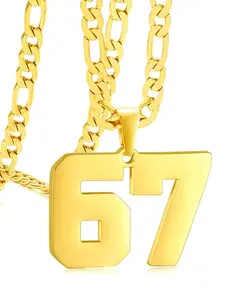 67 Number Necklace for Men & Women, Hip Hop Pendant Chain, Cuban Link Necklace, Trendy Numeric Jewelry, Street Style Fashion Accessory