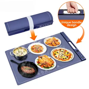 Electric Food Warming Mat – Portable Full Surface Heating Tray for Buffet & Party, Rollable Silicone Warmer with 3 Temperature Settings & Auto Shut-Off, Keep Food Hot for Countertop Catering & Everyday Use
