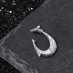 GTHIC Nordic Viking Fish Hook Stainless Steel Pendant Fashion Creative Accessories for Men Women Daily Wear