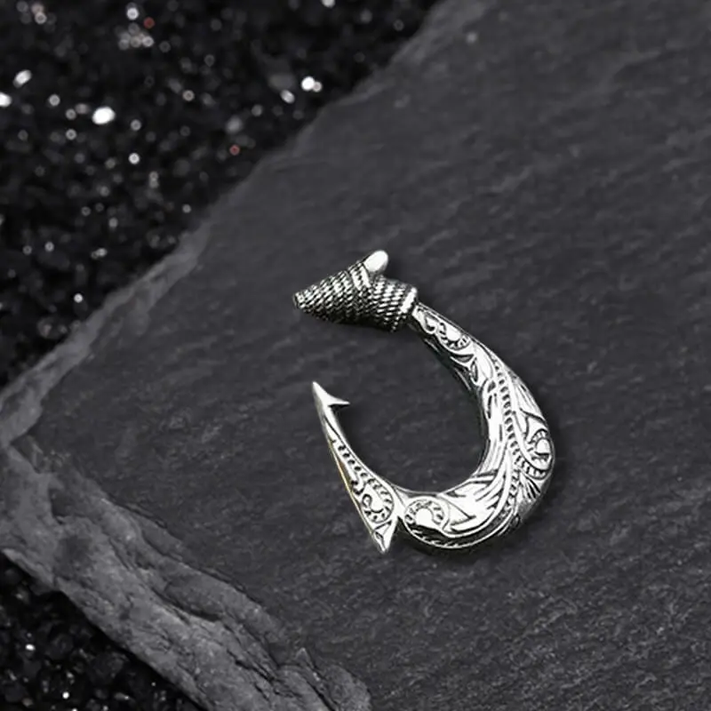 GTHIC Nordic Viking Fish Hook Stainless Steel Pendant Fashion Creative Accessories for Men Women Daily Wear
