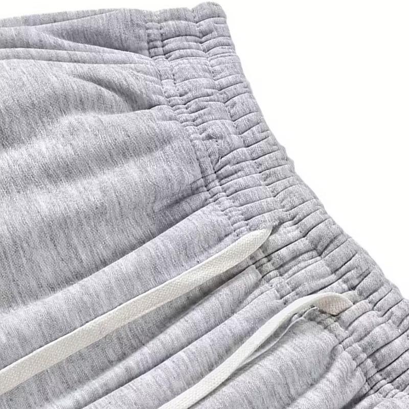Men's Casual Jogger Pants - Straight-leg loose fit, elastic waistband with drawstring, side pockets, all-season comfort, athletic style long pants, knit fabric, durable material