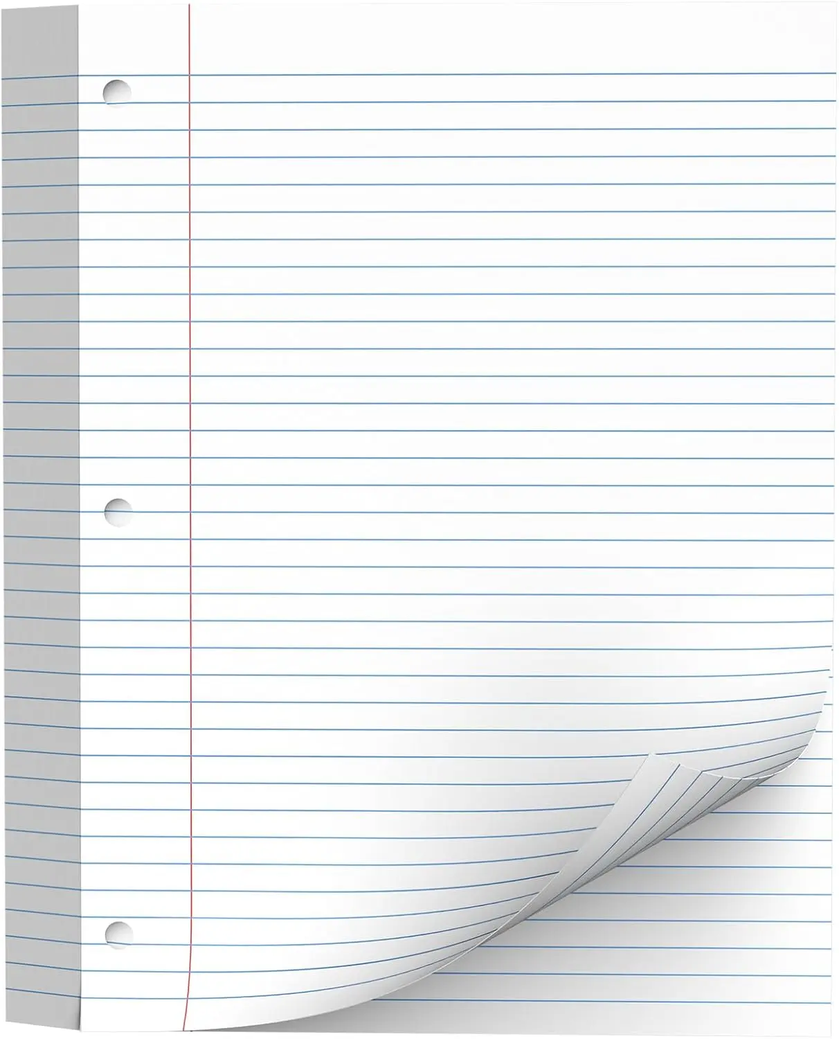 130 Sheets College Ruled Loose Leaf Paper, 8 x 10.5 Inches, White 3-Hole Punched Notebook Paper