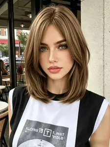 Cute 10 Inch Gold Gradient Layered Short Wig, High Heat Resistant Synthetic Fiber, Glossy Finish, Suitable for Daily Wear and Parties