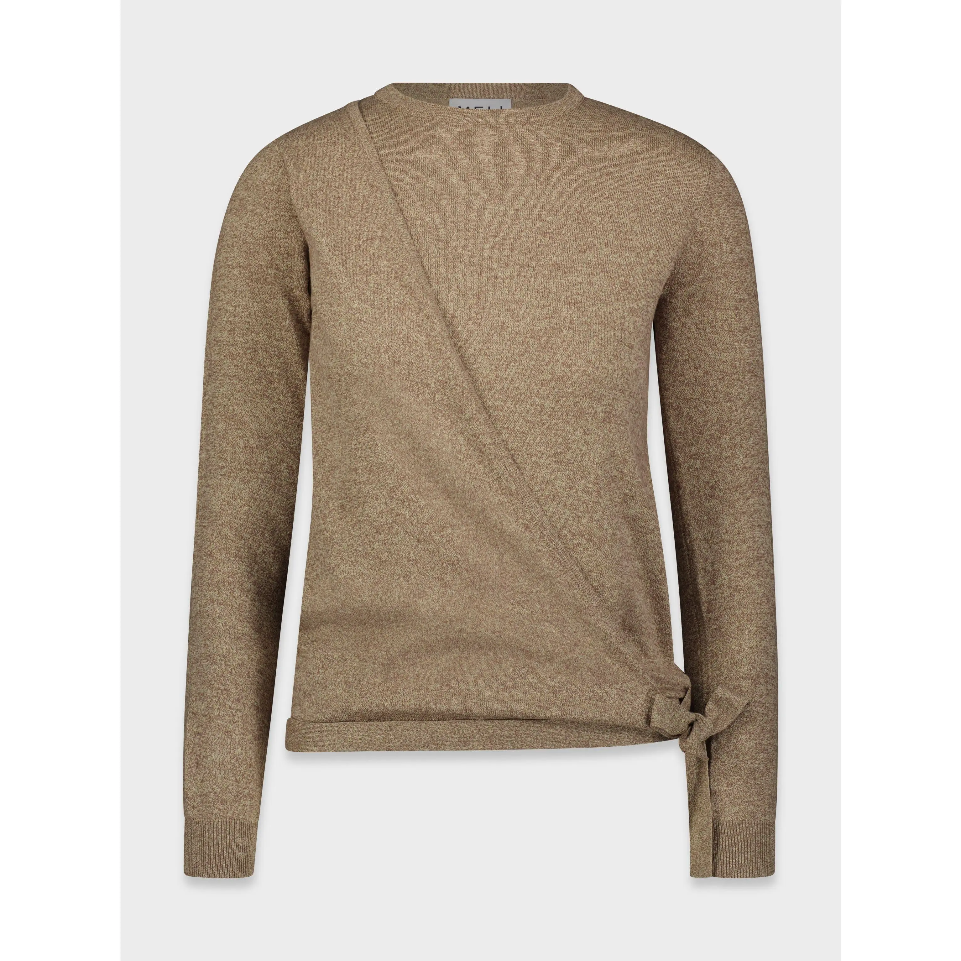 BASIC WRAP SWEATER-HEATHER BROWN