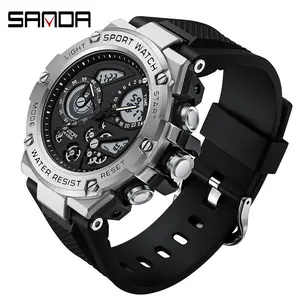 Waterproof Multifunctional Watch with Box, SANDA Watch for Men Outdoor Sports Dual Display Quartz Digital Wristwatches Mens, Trendy Multifunctional Watch, Men's Analog-digital Quartz Watch, Waterproof Watch with Luminous & Alarm & Calendar Function