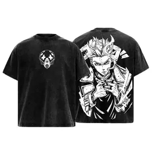 Enjin Gachiakuta Washed Tee – Heavy Cotton Oversized Vintage Graphic T-Shirt, Gritty Manga Antihero Streetwear, Cyberpunk Style Unisex Retro Top