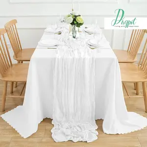 Polyester Table Runner, Rustic Style Long Fabric, Ideal for Weddings, Parties, Home Decor, Durable and Reusable, Pack of 1/6/10