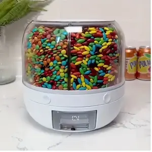 1pc large capacity candy storage box, children's candy dispenser, suitable for small candies only, household sealed dispenser, can also be used for cereal, flour, pet food storage containers- smart partition, moisture-proof and film