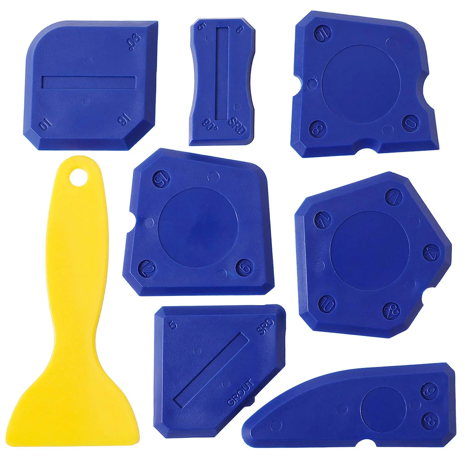 Caulking Tool Kit, 8-Piece Reusable Plastic Sealant Finishing Tools for Smoothing Silicone, Grout, Tile Joints and Corners