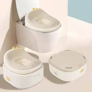 Bebamour Toddler Potty Training Toilet 3 in 1 Versatile Toilet Seat & Step Stool & Potty Chair Portable Potty Trainer for Boys & Girls with with 100 Pack Trash Bags jool baby products potty  seat jool  baby  potty