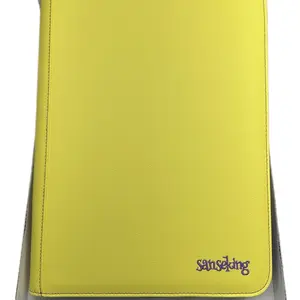 Sanseking 9 Pocket Leather Zipper Trading Card Binder (YELLOW ON PURPLE)
