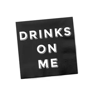 Twisted Wares - Funny Cocktail Napkins - Drinks On Me - Boutique Cocktail Napkins - Perfect for any Celebrations 5"X5" (20 Pack)