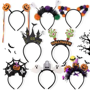 Halloween Cat Ear Pumpkin Party Headband, Ghost Festival Makeup Ball Decoration, Ghost Rose Flower Hair Clip Accessory