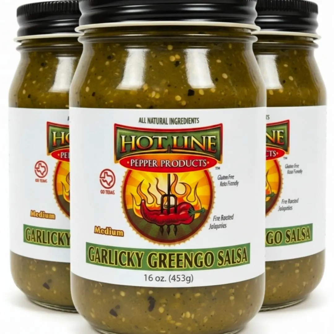 Garlicky Greengo Salsa 3-Pack | Gluten Free | Go Texan | Texas Salsa | Hot Line Pepper Products