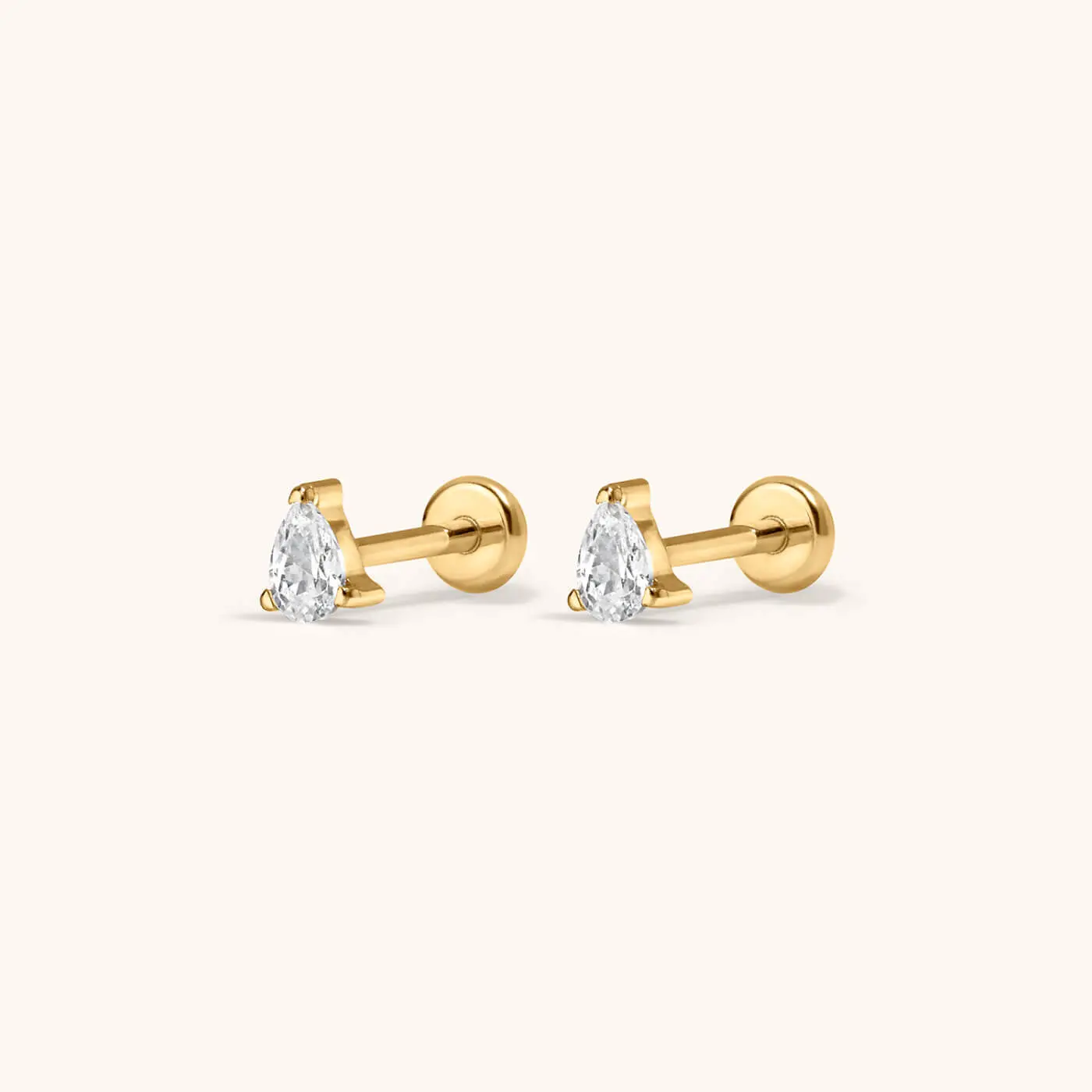 Celestial Crystal Pear Nap Titanium Earrings - 1 Pair, 3mm, 6mm, Celestial Aesthetic, Best for First or Second Lobe