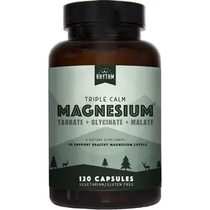 Triple Calm Magnesium Complex 120 Capsules Chelated Magnesium Glycinate Taurate and Malate High Absorption Supplement for Deep Sleep Stress Relief Muscle and Heart Support Non GMO Vegan Brain and Nerve Health Relaxation