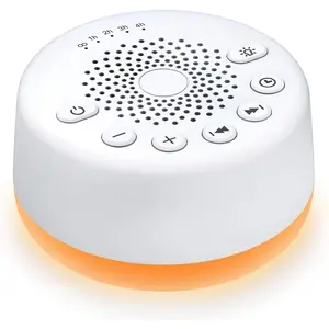 White Noise Sound Machine with 25 Soothing Sounds, Night Light, Memory Function, 32 Volume Levels, 5 Sleep Timers, Powered by AC or USB for Sleeping Relaxation (White)