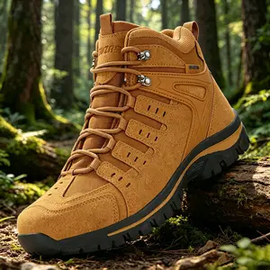 Men's waterproof and anti-slip hiking boots, equipped with TPU ankle support, comfortable shock-absorbing rubber work boots, suitable for various rugged outdoor terrains, high top boot,  botas de caballero, security  boots
