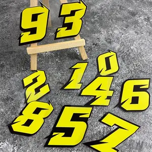 9PCS/SET "Lightning-Style Yellow-Black Numbers" Multi-scene Racing Dynamic Decal Sticker For Digital Device/Gear Bag Multi-scene Racing Number Goodie Adds Dynamic Personal Texture Top For Multi-scene Racing Style Fans