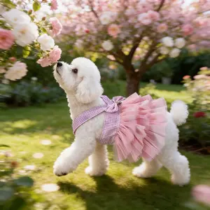 Pet Princess Dress, Plaid Mesh Strapless Dress, Universal for Dogs and Cats, Pet Fairy Dress, Cute and Stylish