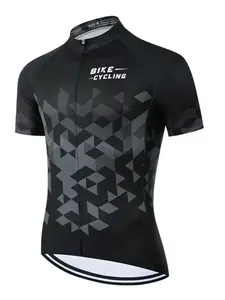 New Bike Bicycle Sports Jersey, Short Sleeve Cycling Shirt, Road Bike Top, Summer Biking Apparel, Sporty All-Over Print, Slim-Fit
