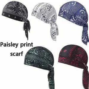 Viral Paisley Cooling Durag Bandana Cap Set, Summer Running Caps | Motorcycle Head Wrap Safety Helmet Liner, Elastic Fit Quick Dry Sweat Wicking UV Protection Hand Washable Outdoor Headwear for Athletes Cycling Running Hiking Enthusiasts