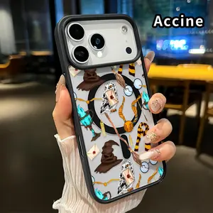Compatible for iPhone 17 Pro Max 16 Plus 15 14 13 12 11 XR Air E Magnetic Case Magic Symbol Tapestry Acrylic Transparent Four Corner Shock-absorbing Airbag Smartphone Cover for Boy