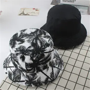 Trendy Canvas Bucket Hat — Reversible (Coconut Tree Print) | Unisex Outdoor Sun Hat | Suitable for Men & Women | Christmas & Valentine's Day Gift